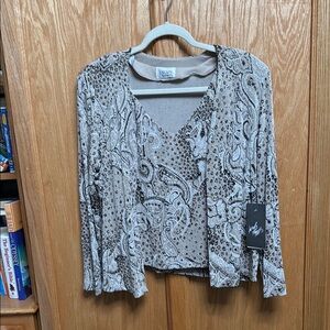 Lord & Taylor “XScape” by Joanna Chen,  brown, tan and gold twin set. NWT M/L